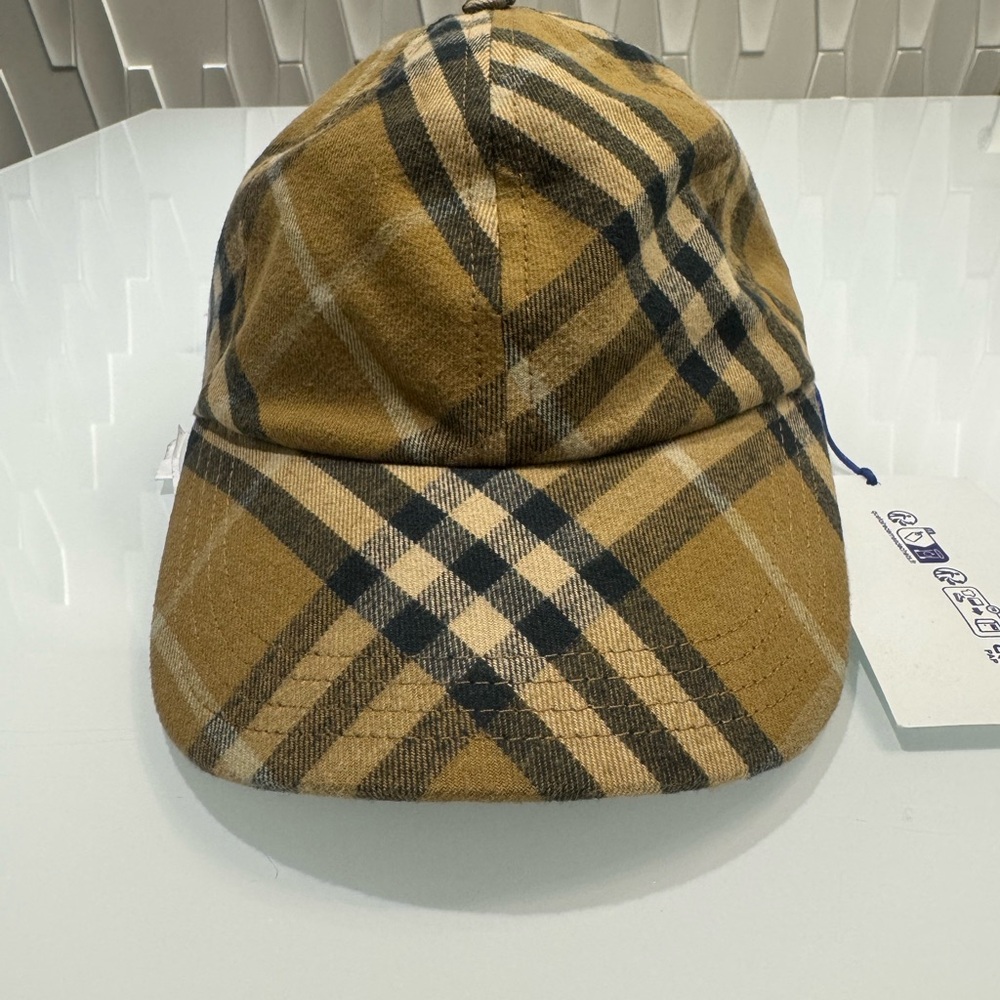 Burberry Tan and Black Checkered Hat